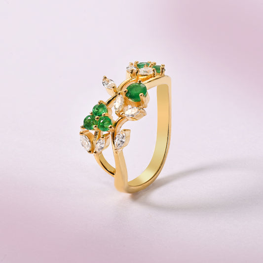 Emerald Petals Ring