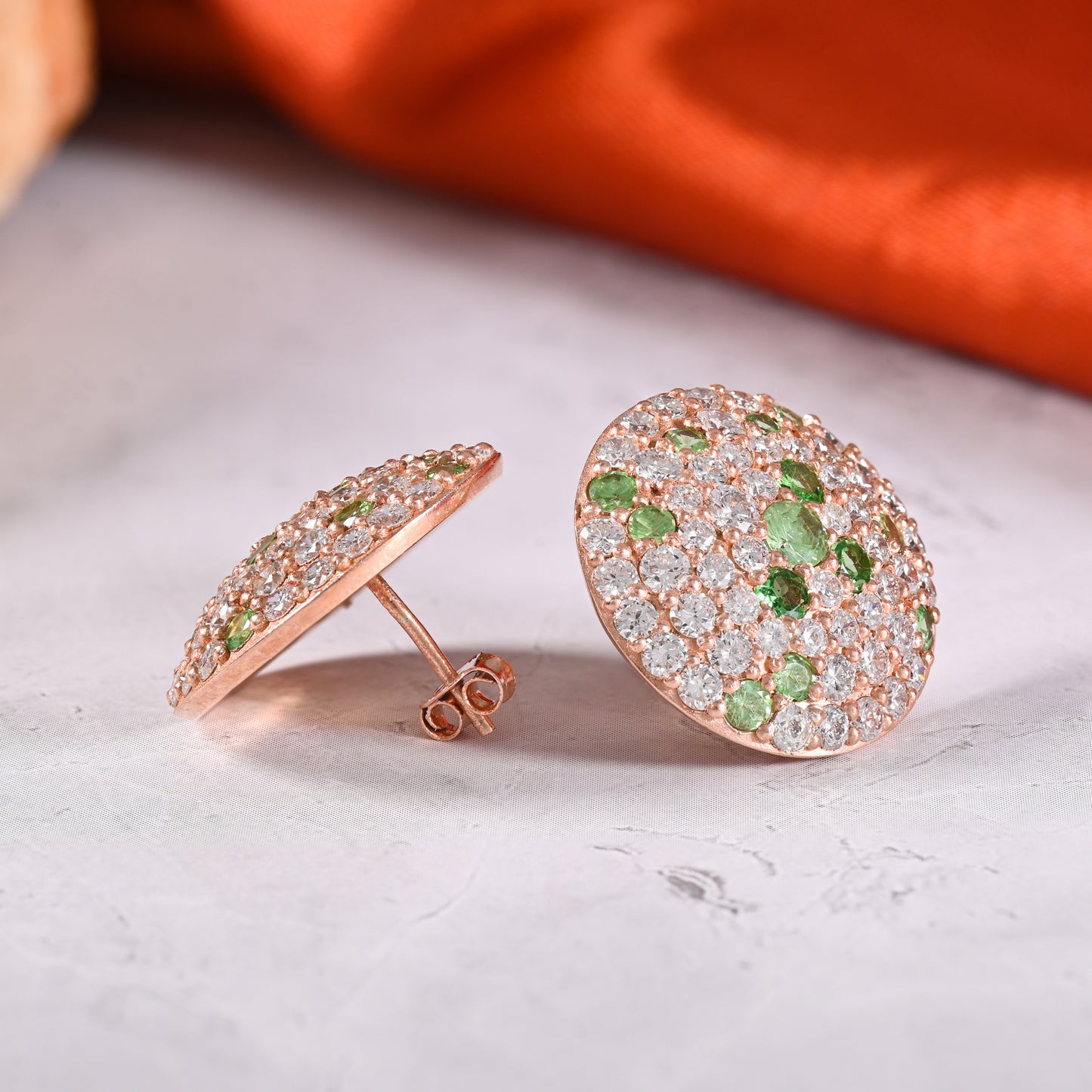 Tsavorite Diamond Dome Earrings