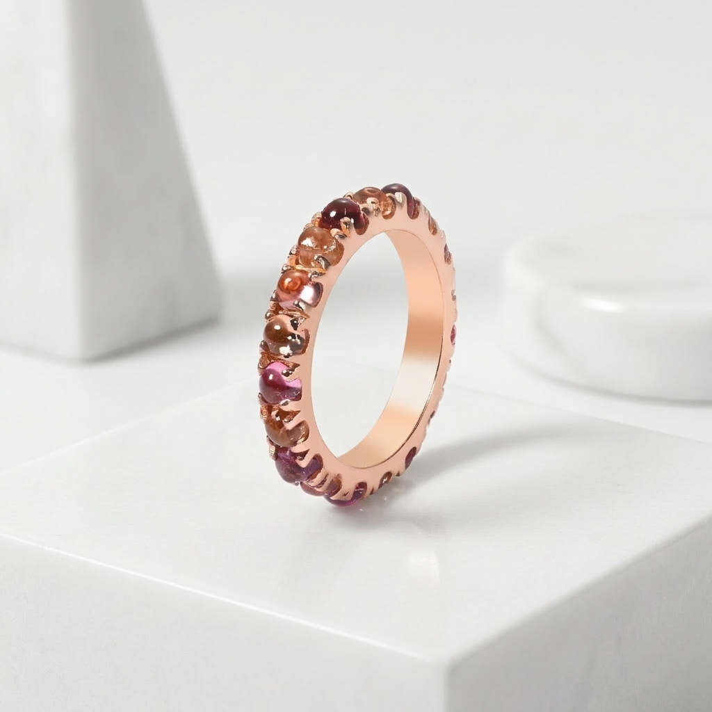Rose Petal Tourmaline Band