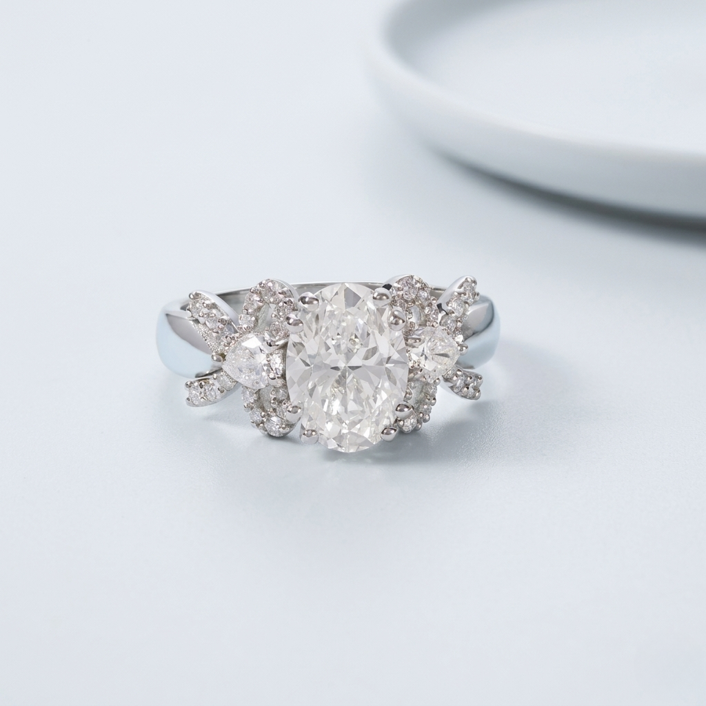 Bow Elegance Oval Diamond Ring