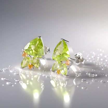 Trillion-Cut Peridot Earrings