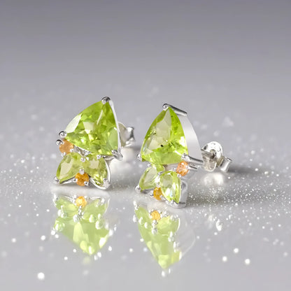 Trillion-Cut Peridot Earrings