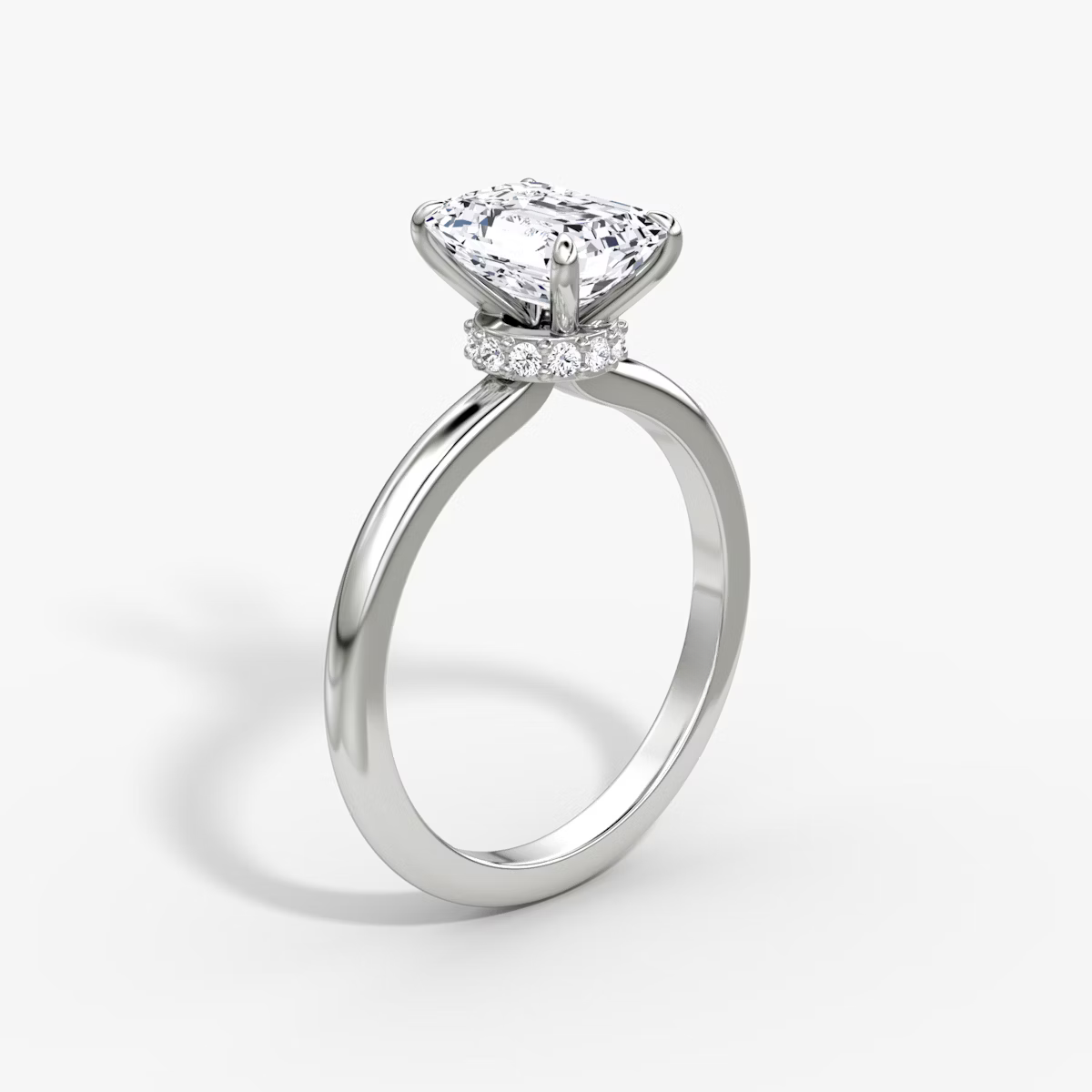 Emerald Secret Halo Diamond Ring