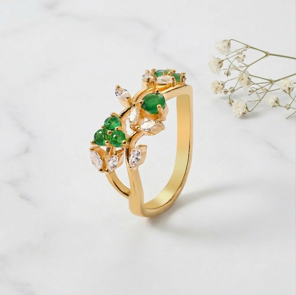 Emerald Petals Ring