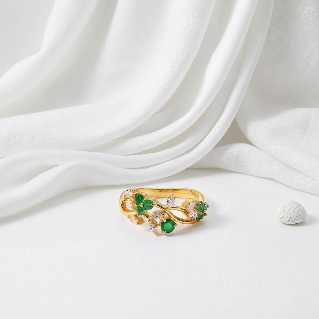 Emerald Petals Ring