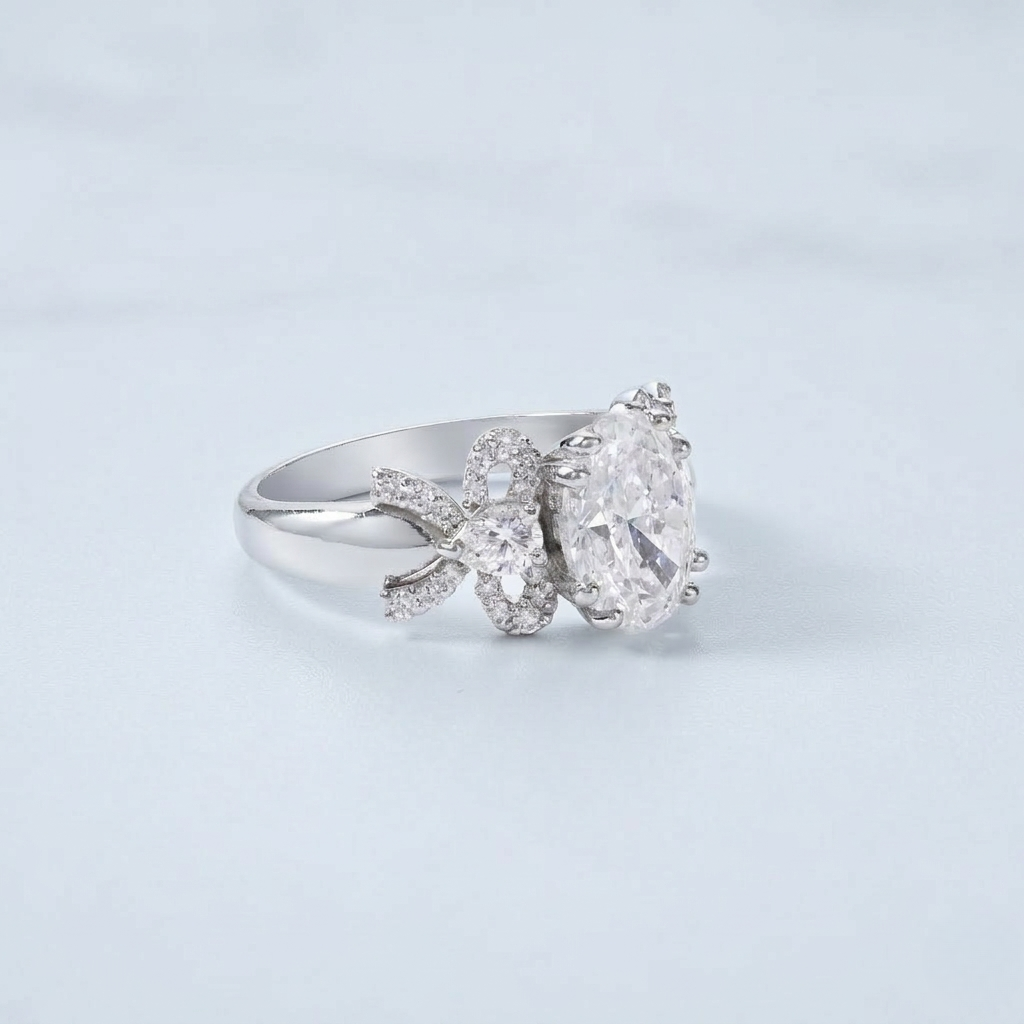 Bow Elegance Oval Diamond Ring