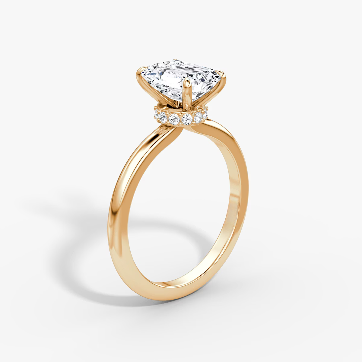 Emerald Secret Halo Diamond Ring