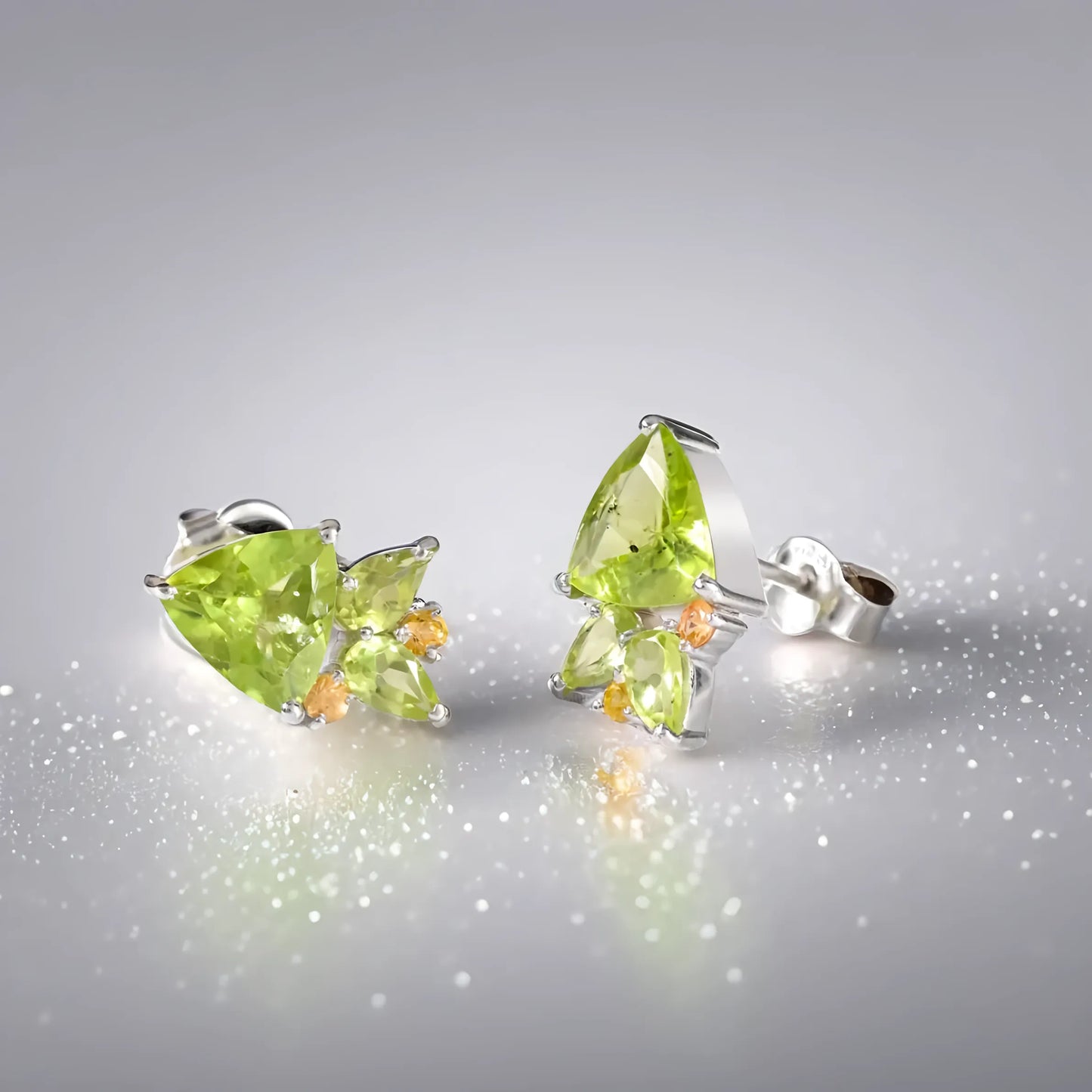 Trillion-Cut Peridot Earrings