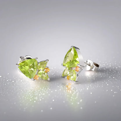 Trillion-Cut Peridot Earrings