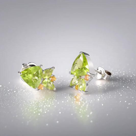 Trillion-Cut Peridot Earrings