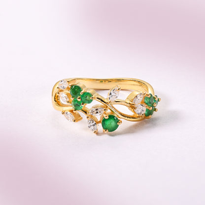 Emerald Petals Ring