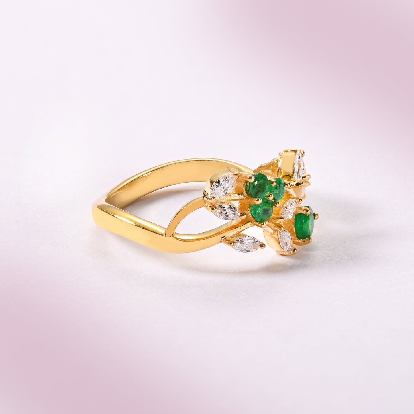 Emerald Petals Ring