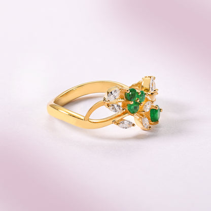 Emerald Petals Ring