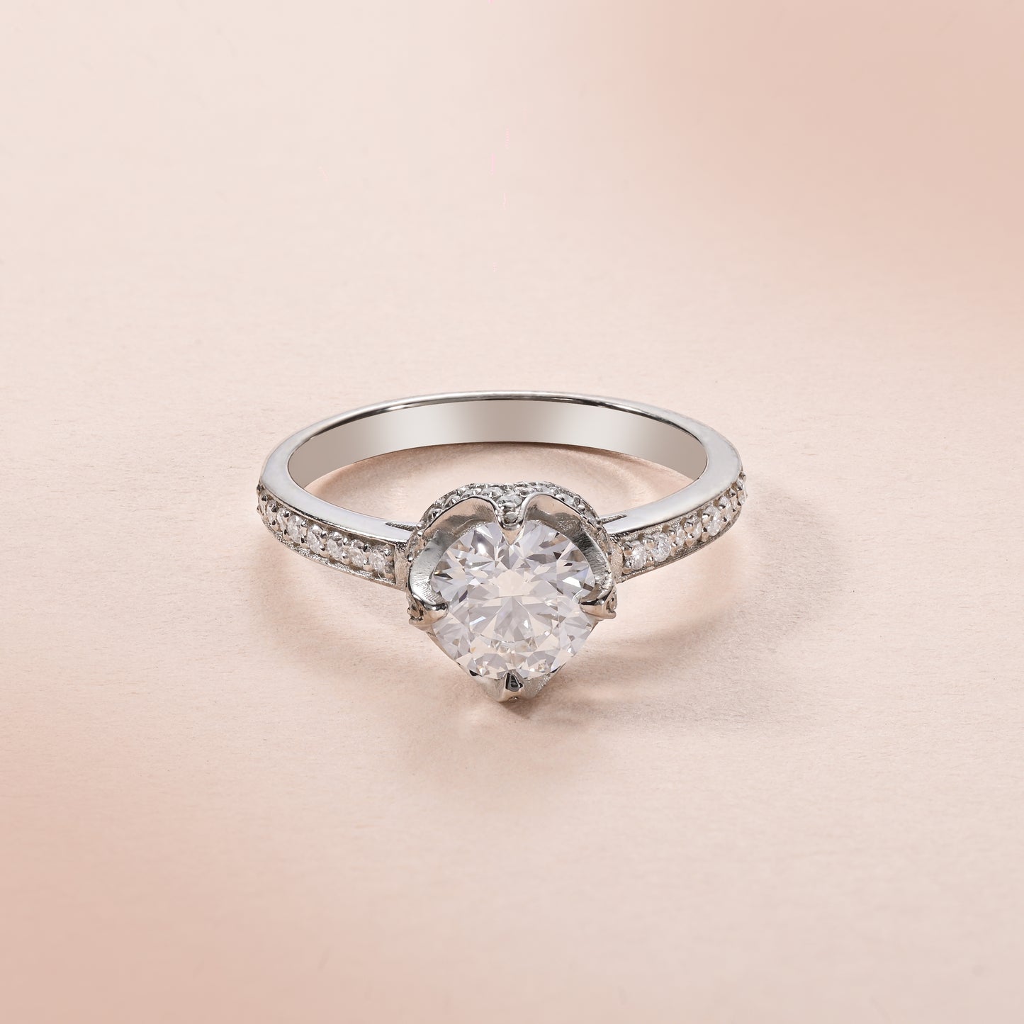 Diamond Halo Cathedral Engagement Ring