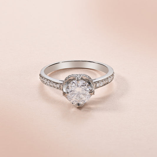 Diamond Halo Cathedral Engagement Ring