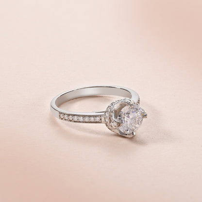 Diamond Halo Cathedral Engagement Ring