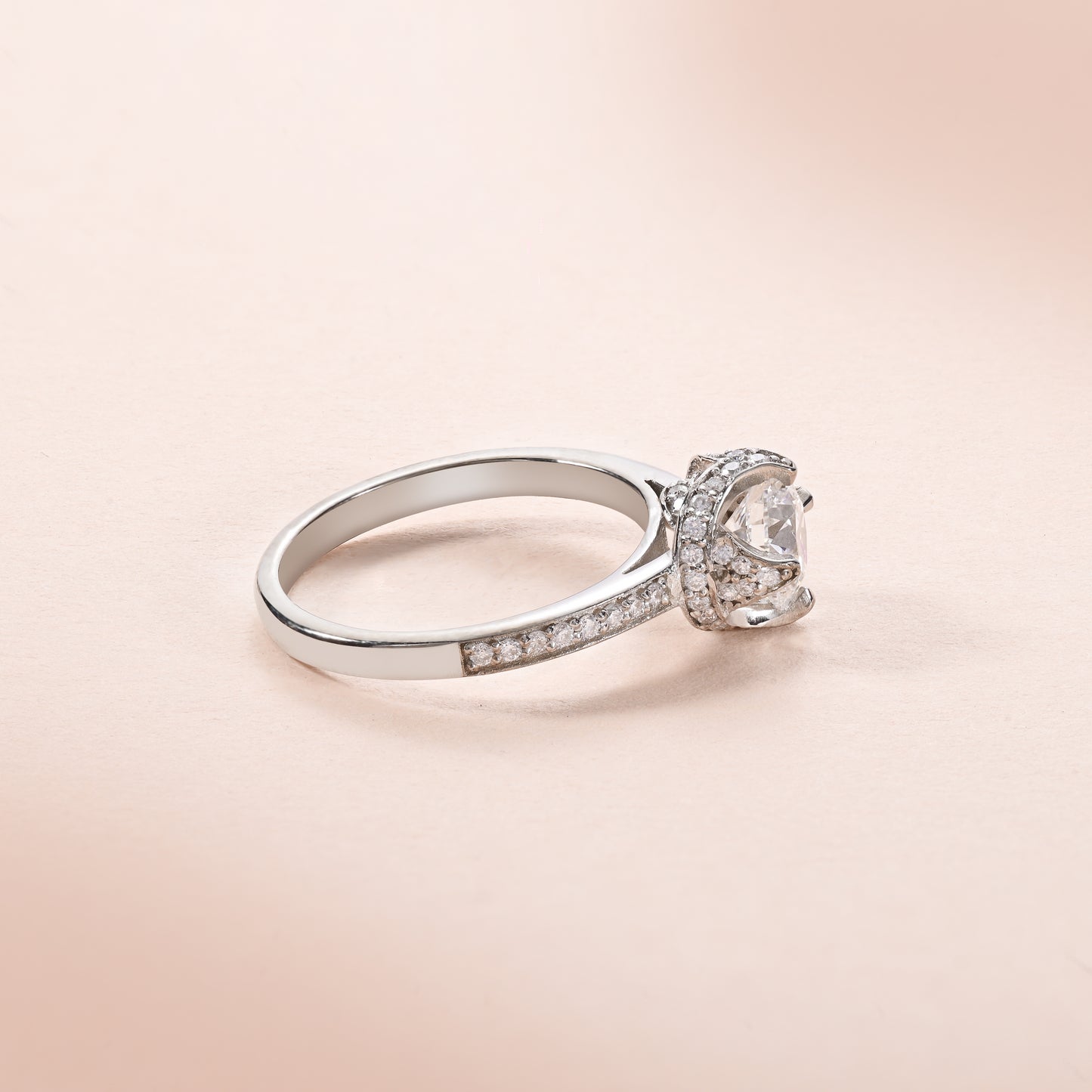 Diamond Halo Cathedral Engagement Ring