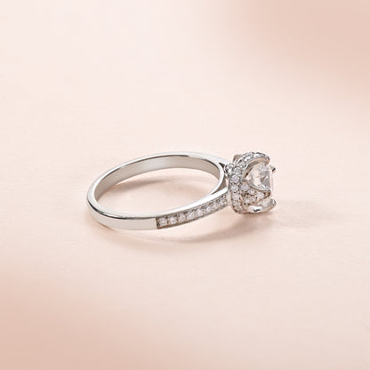 Diamond Halo Cathedral Engagement Ring