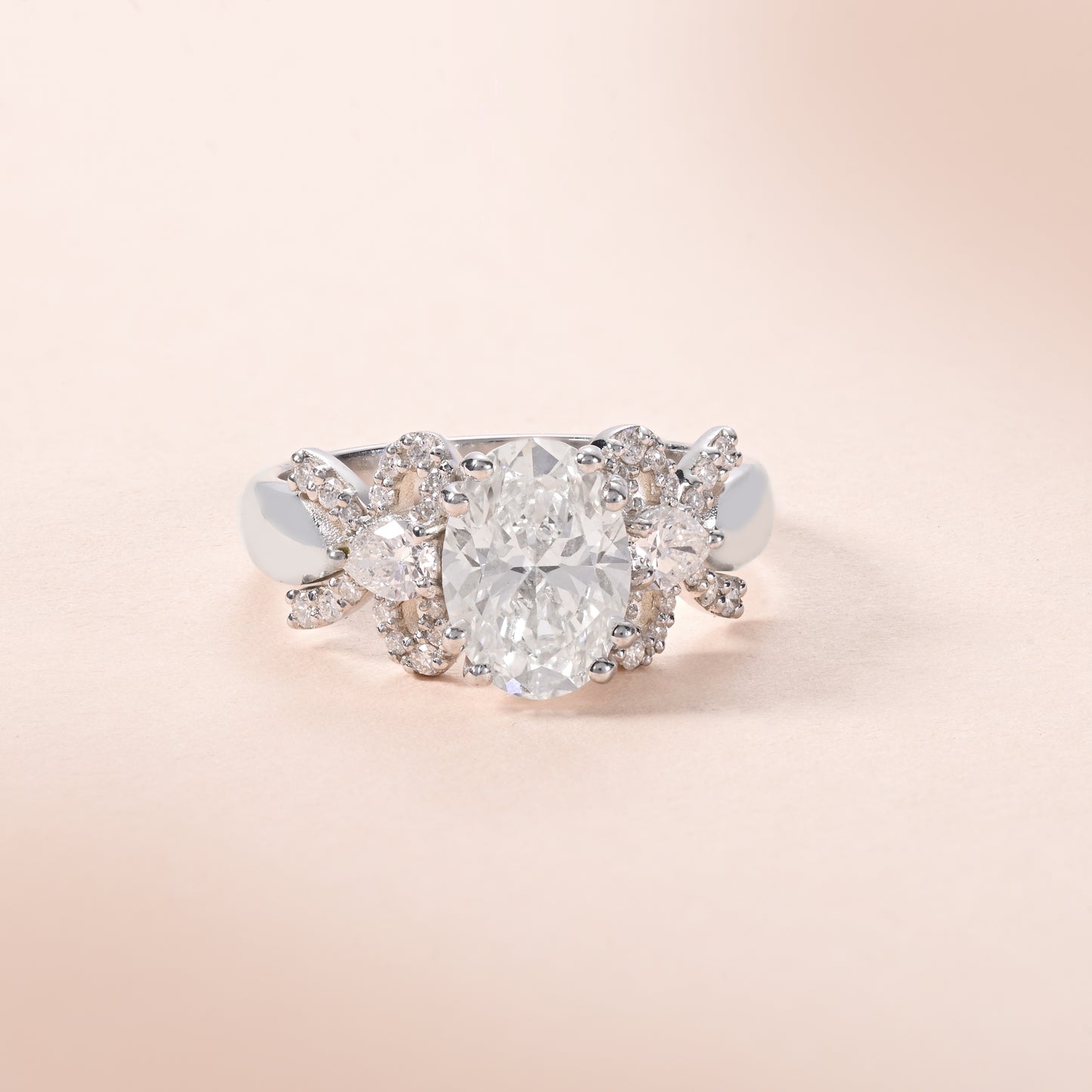 Bow Elegance Oval Diamond Ring