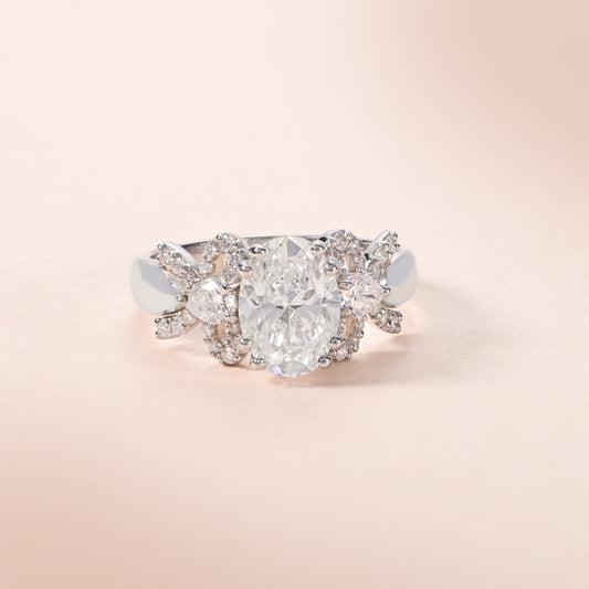 Bow Elegance Oval Diamond Ring