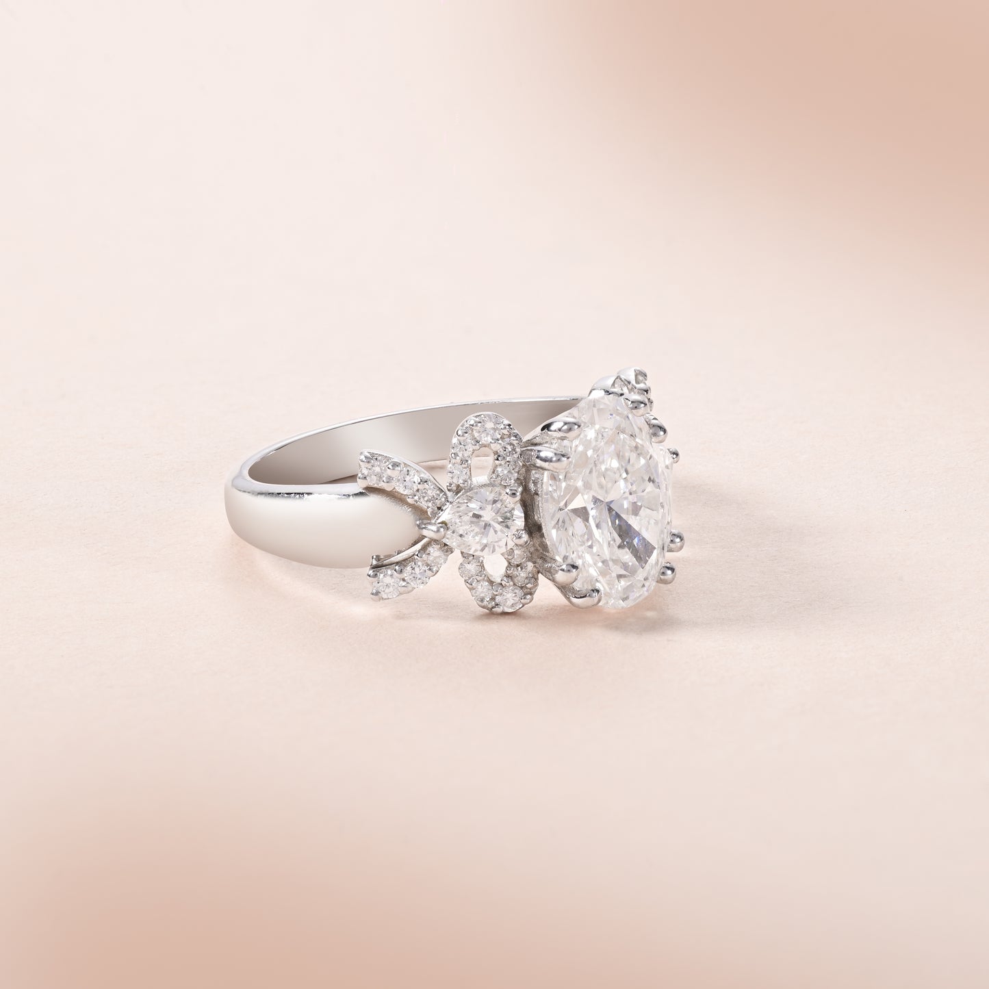 Bow Elegance Oval Diamond Ring