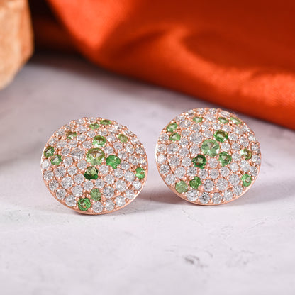 Tsavorite Diamond Dome Earrings