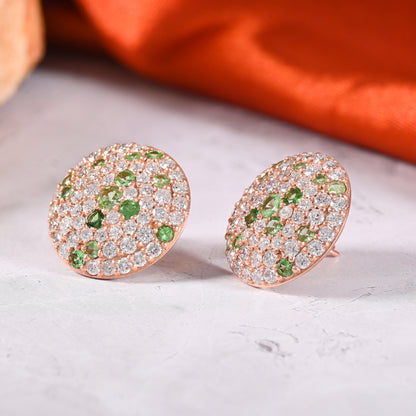 Tsavorite Diamond Dome Earrings