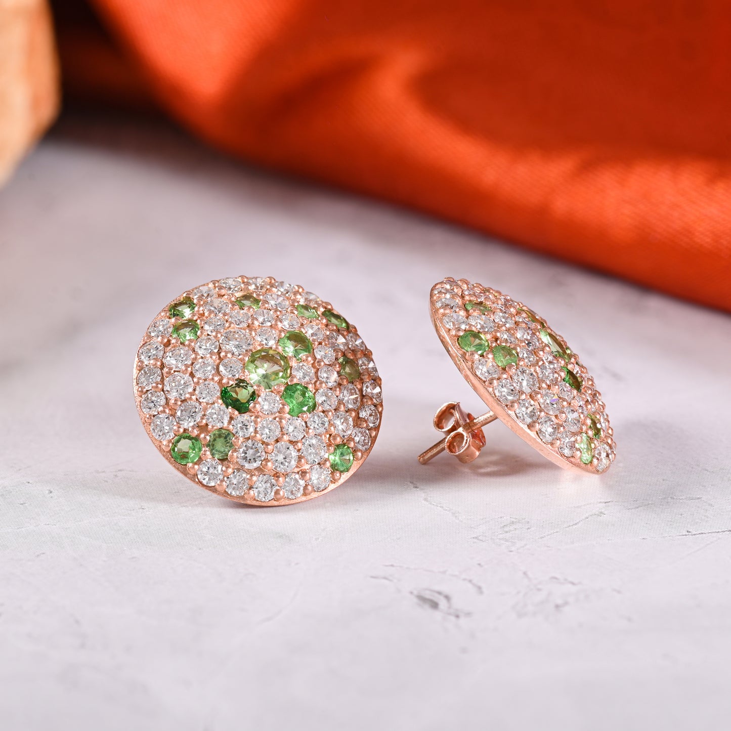 Tsavorite Diamond Dome Earrings