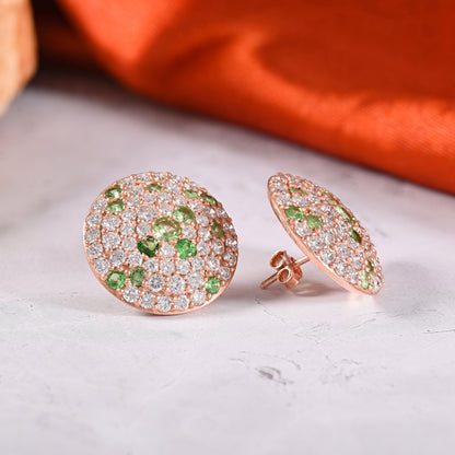 Tsavorite Diamond Dome Earrings