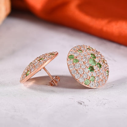Tsavorite Diamond Dome Earrings