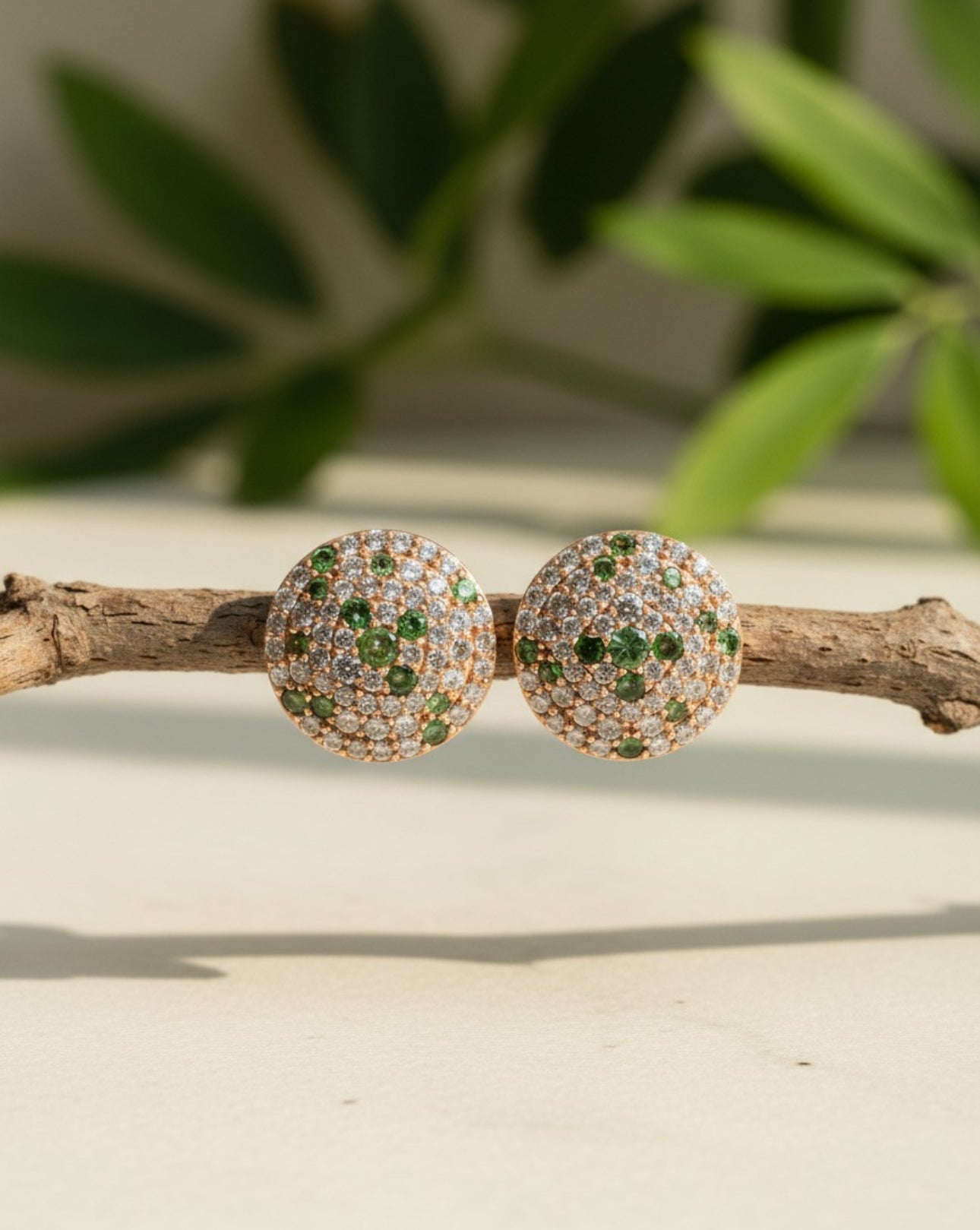 Tsavorite Diamond Dome Earrings
