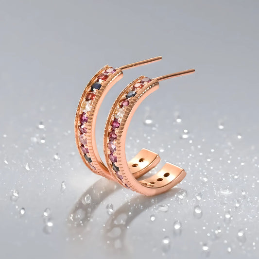 Multigemstone Hoop Earrings