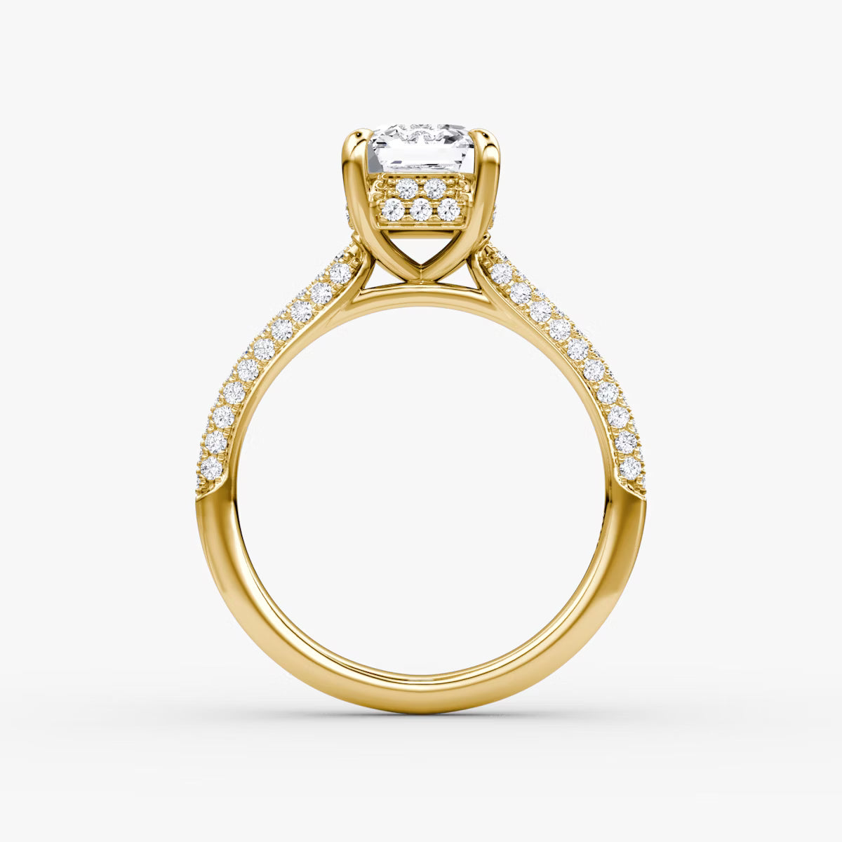 The Luxe Hidden Halo Pavé Asscher Diamond Ring
