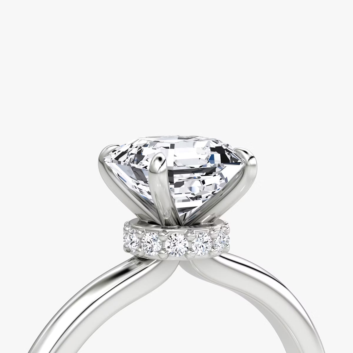 Asscher Secret Halo Diamond Ring
