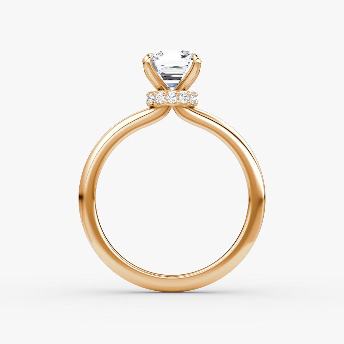 Asscher Secret Halo Diamond Ring