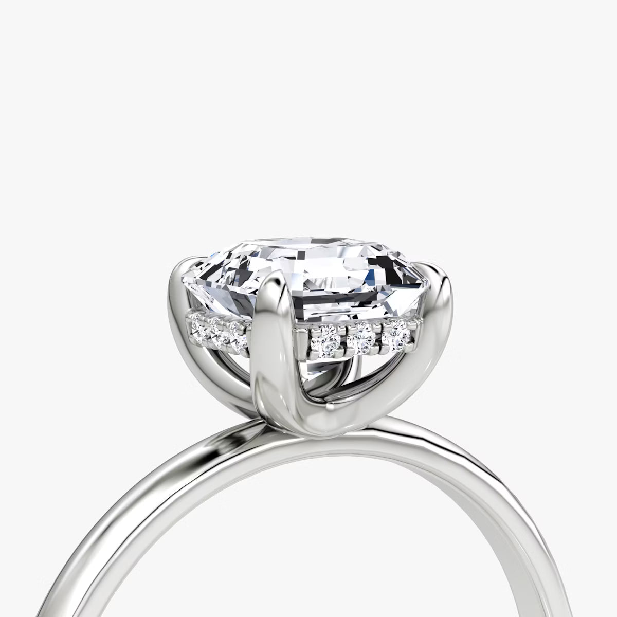 Asscher Hidden Halo Diamond Ring