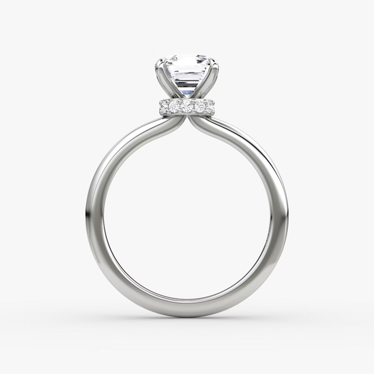Asscher Secret Halo Diamond Ring