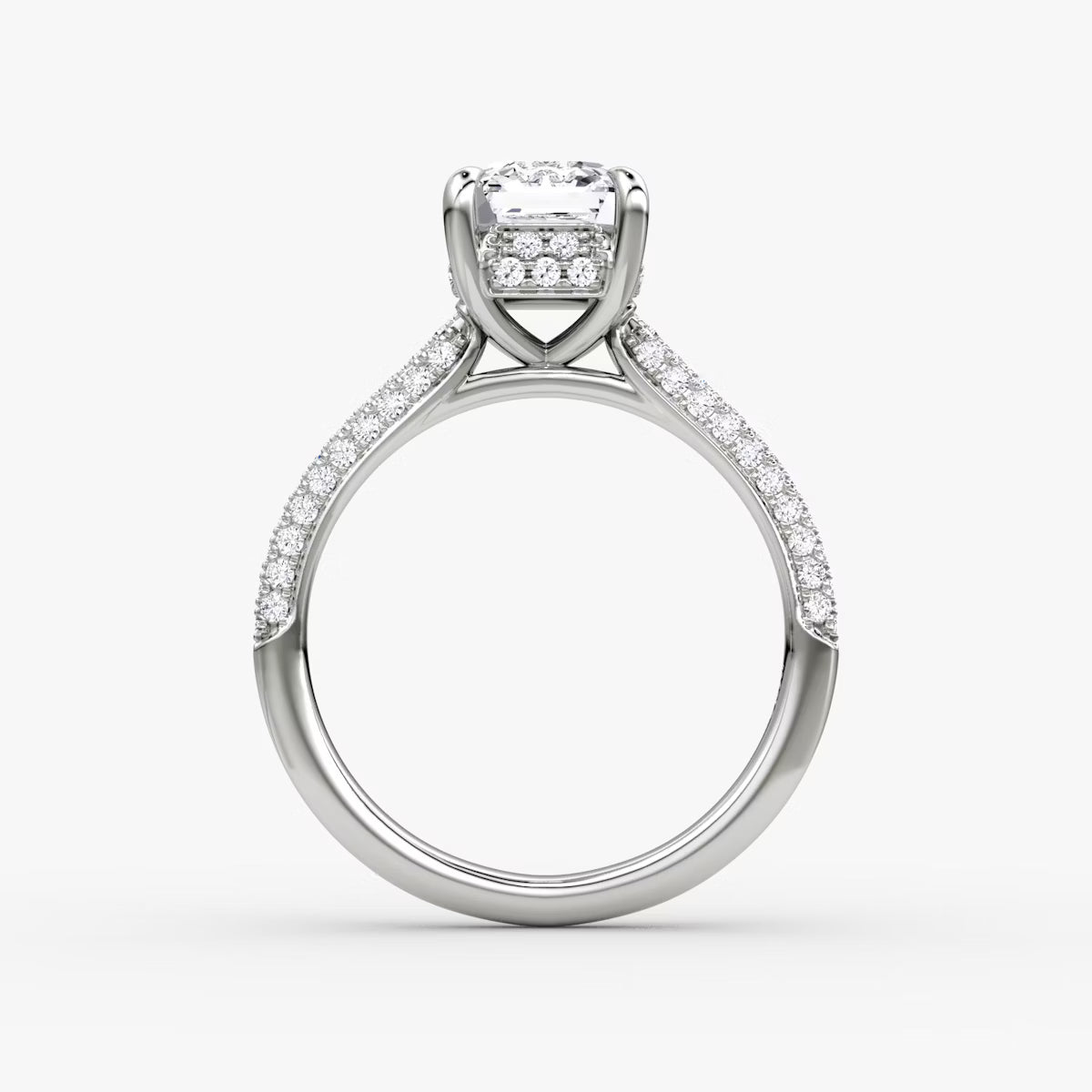 The Luxe Hidden Halo Pavé Asscher Diamond Ring