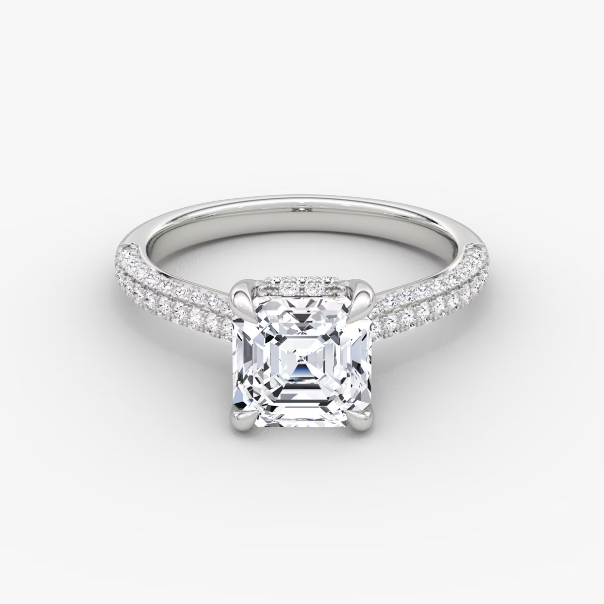The Luxe Hidden Halo Pavé Asscher Diamond Ring