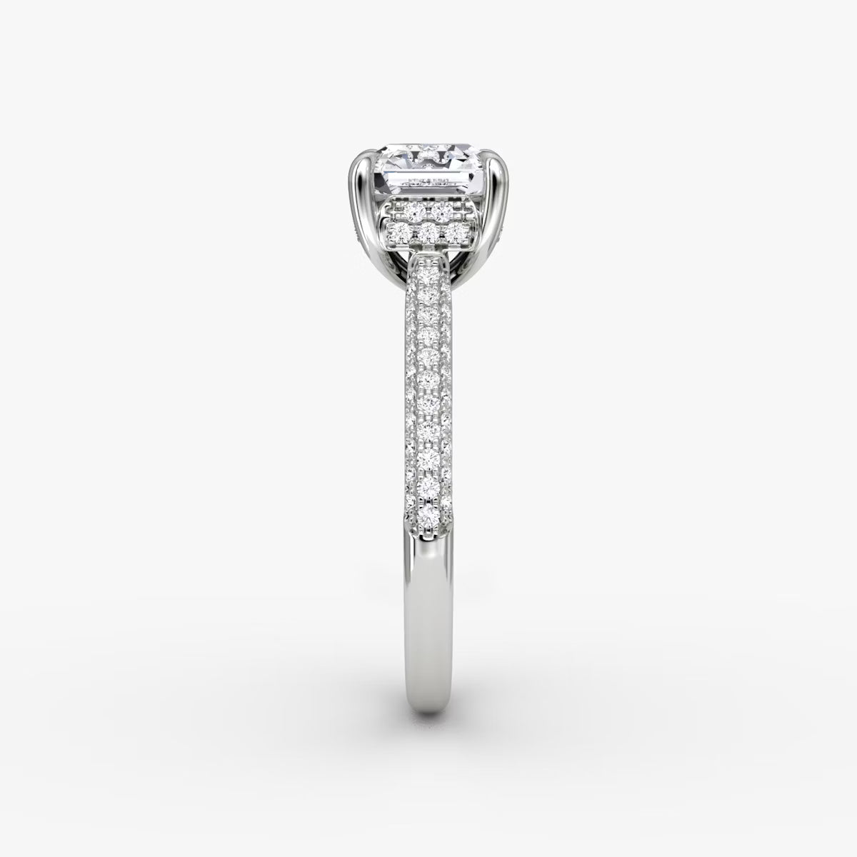 The Luxe Hidden Halo Pavé Asscher Diamond Ring