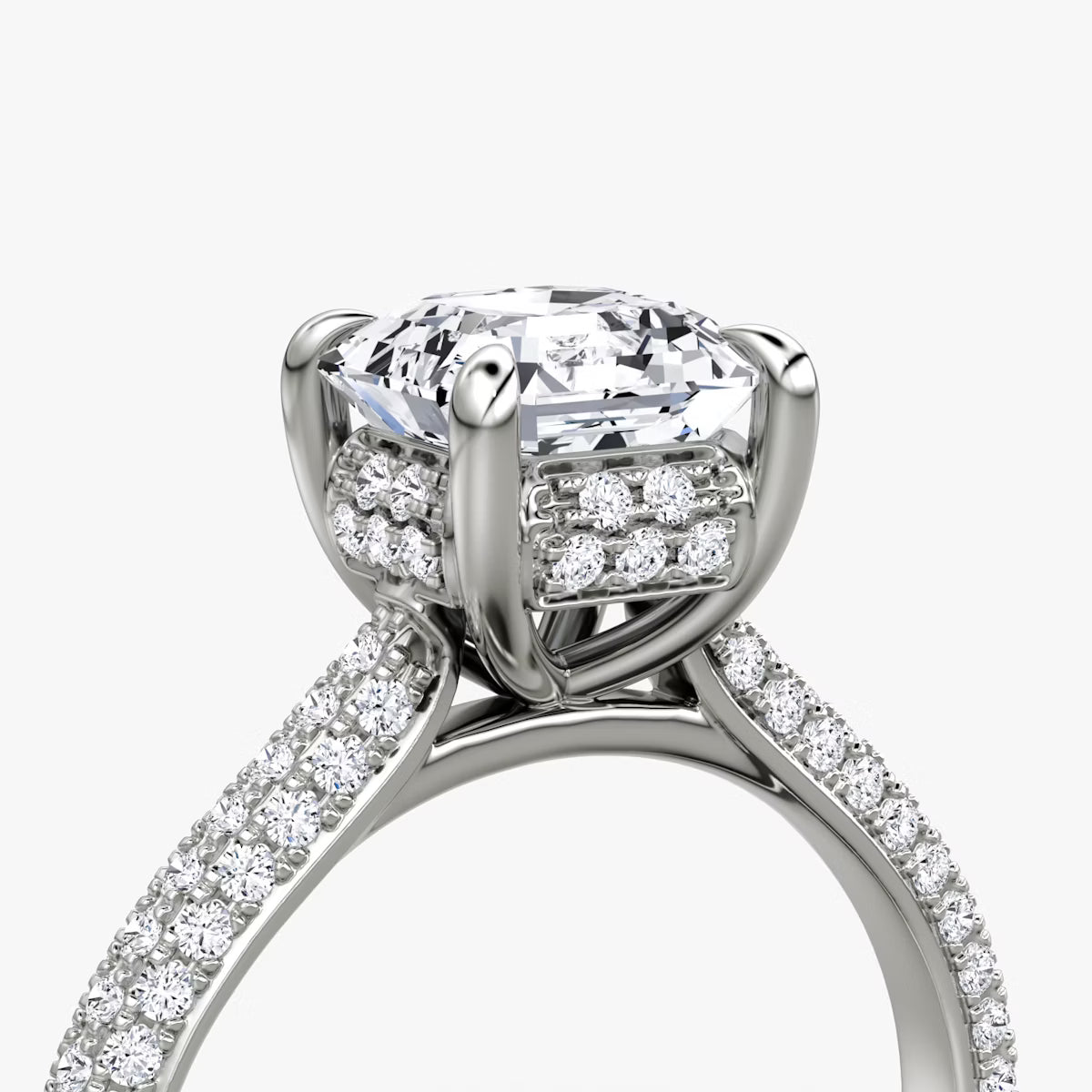 The Luxe Hidden Halo Pavé Asscher Diamond Ring