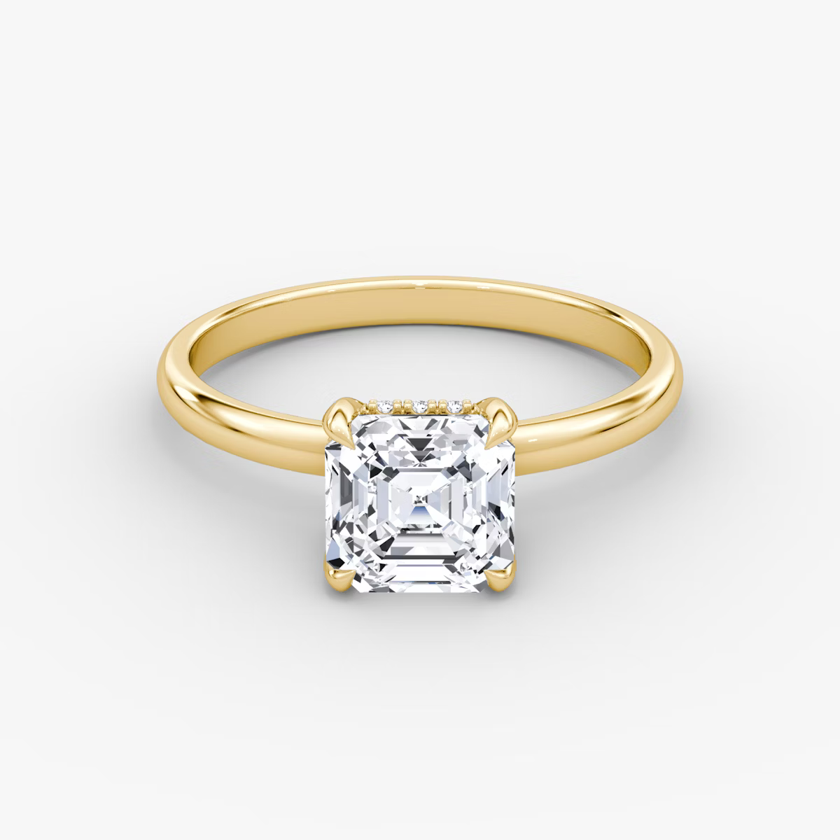 Asscher Secret Halo Diamond Ring