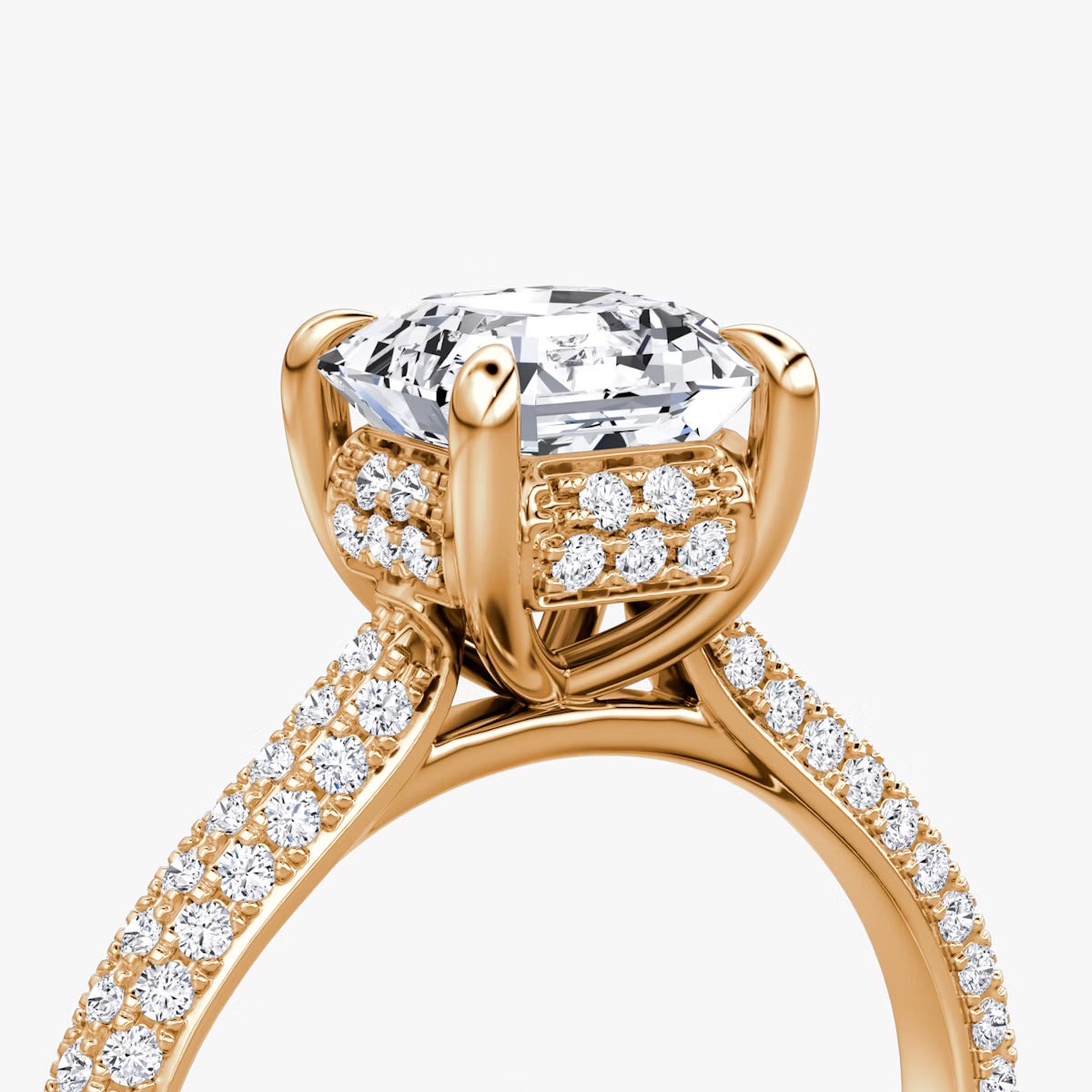 The Luxe Hidden Halo Pavé Asscher Diamond Ring