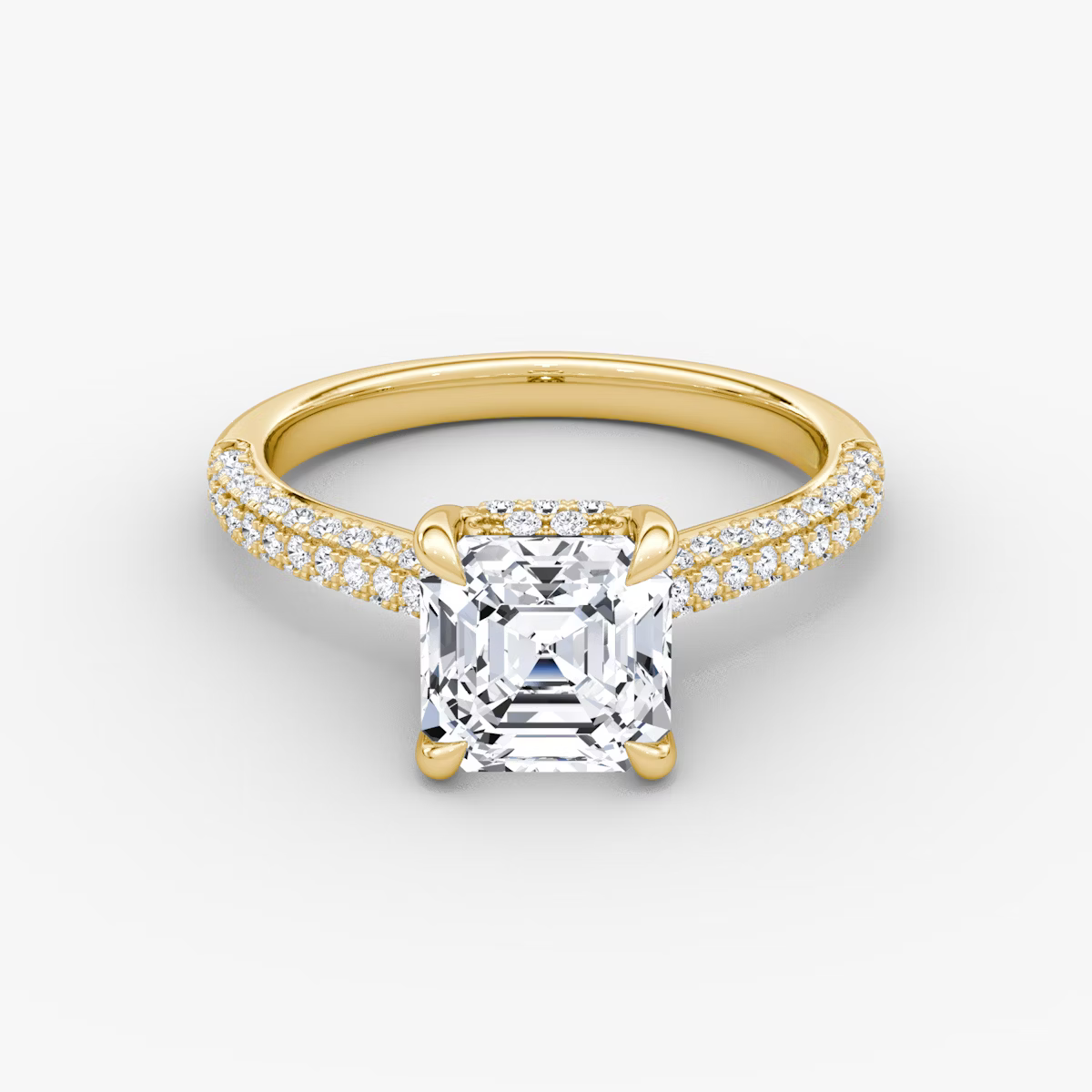 The Luxe Hidden Halo Pavé Asscher Diamond Ring