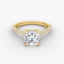 The Luxe Hidden Halo Pavé Asscher Diamond Ring