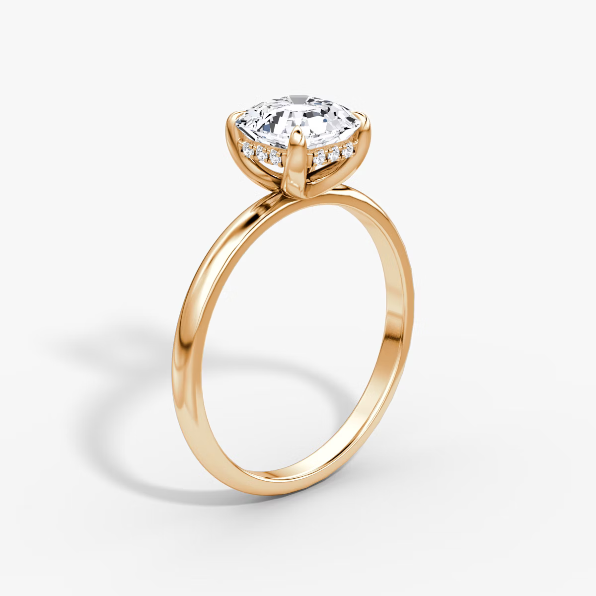 Asscher Hidden Halo Diamond Ring