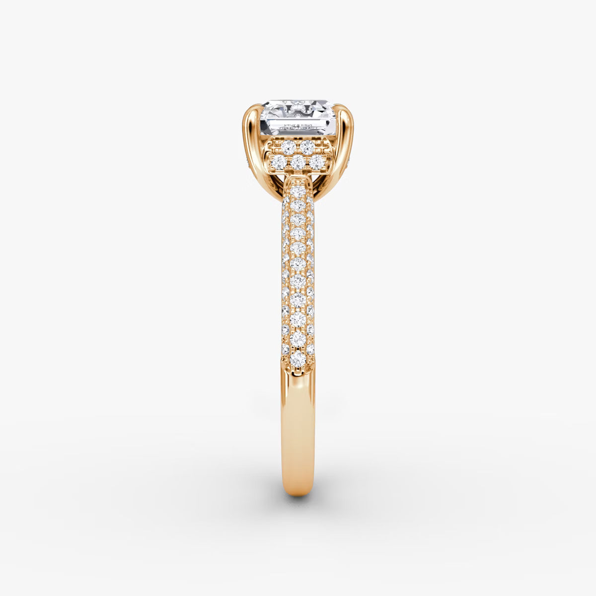 The Luxe Hidden Halo Pavé Asscher Diamond Ring