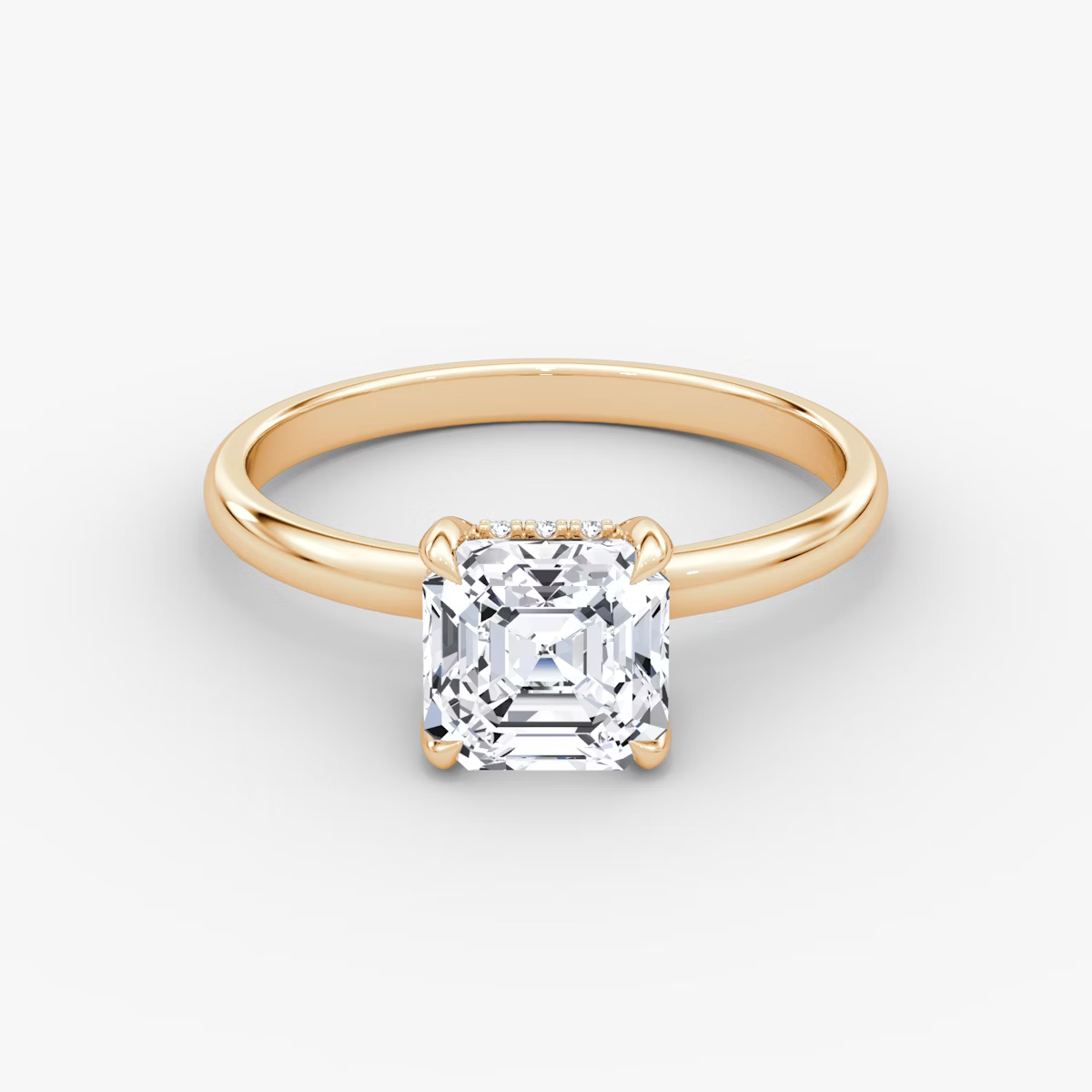 Asscher Hidden Halo Diamond Ring