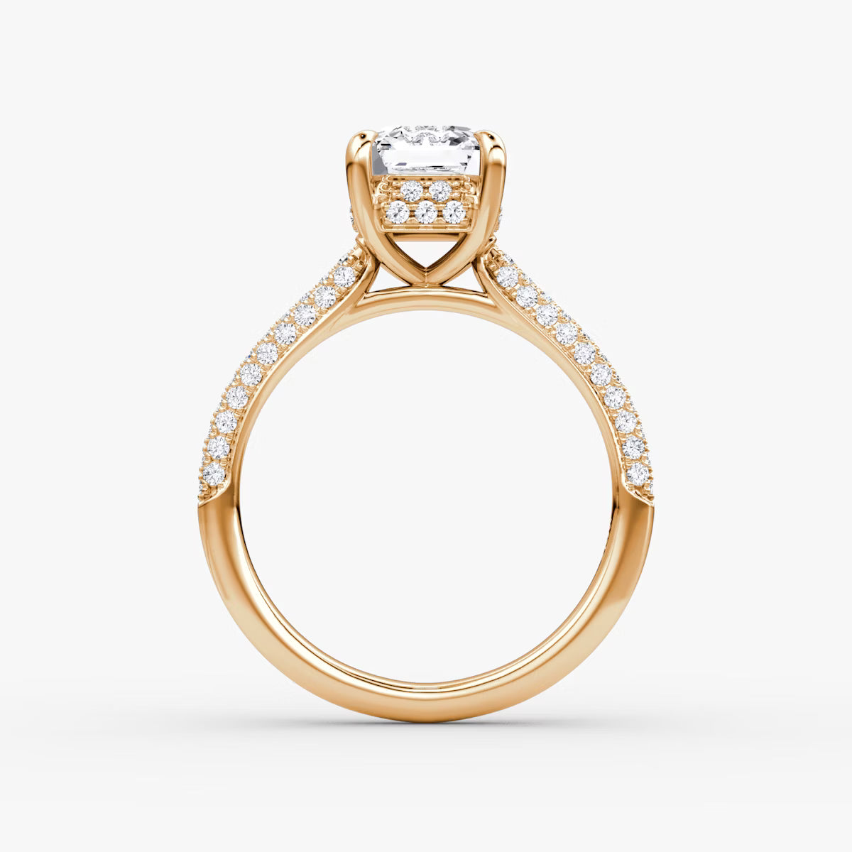The Luxe Hidden Halo Pavé Asscher Diamond Ring