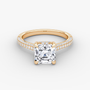 The Luxe Hidden Halo Pavé Asscher Diamond Ring